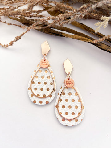 Nancy Joanna - Drop Earrings - Polka Drop Teardrop - Rose Gold