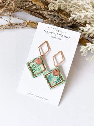 Nancy Joanna - Drop Earrings - Happy Days Floral - Rose Gold